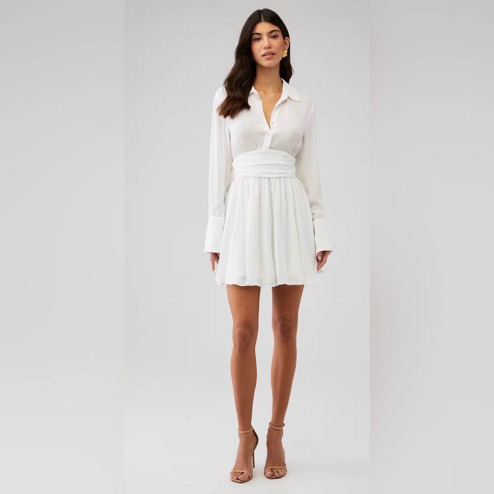 NWT Bardot Justina Mini Long Sleeve White Dress